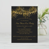 Black Gold Firework Nouvel An Eve Party Invitation (Debout devant)