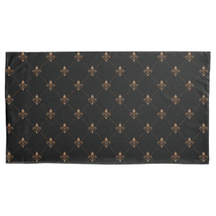 Black Gold Fleur de Lis Elegant Luxury Patroon Kussensloop