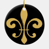 Black Gold Fleur De Lis Keramisch Ornament (Achterkant)