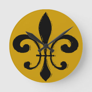 Black Gold Fleur De Lis, New Orleans Ronde Klok