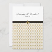 Black Gold Fleur de Lis Pattern Wedding Invitation Kaart (Achterkant)
