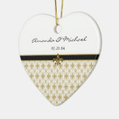 Black Gold Fleur de Lis Pattern Wedding Keramisch Ornament (Links)