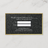 Black & Gold Floral Damask Linen Certificat cadeau (Dos)