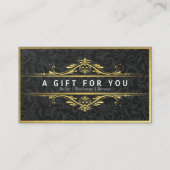 Black & Gold Floral Damask Linen Certificat cadeau (Devant)