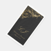 Black Gold Floral Damask Script Weduwschap Servet (Hoek)