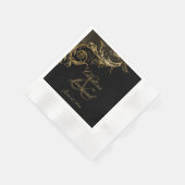 Black Gold Floral Damask Script Weduwschap Servet (Hoek)