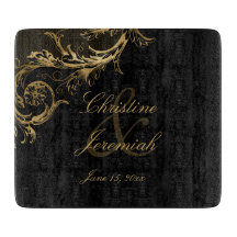  Black Gold Floral Damask Script Weduwschap