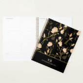 Black Gold Floral Elegance Trendy 2026  planner (Devant avec enveloppe)