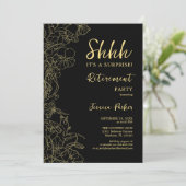 Black Gold Floral Enterprise Retirement Party Kaart (Staand voorkant)