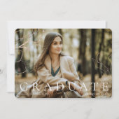 Black Gold Floral Foto Afstuderen Aankondiging (Voorkant)