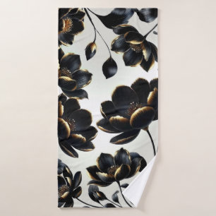 Black & Gold Floral Greige Elegant Dark Moody