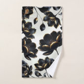 Black & Gold Floral Greige Elegant Dark Moody (Serviette à main)