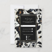 Black & Gold Floral Greige Elégant Mariage RSVP (Devant)