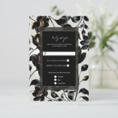 Black & Gold Floral Greige Elégant Mariage RSVP (Debout devant)