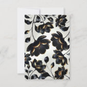 Black & Gold Floral Greige Elégant Mariage RSVP (Dos)