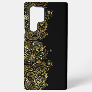 Black & Gold Floral Paisley Lace Samsung Galaxy Hoesje