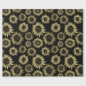 Black Gold Floral Sunflower Cadeaupapier (Vlak)
