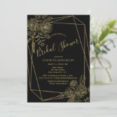 Black Gold Floral Vrijgezellenfeest Kaart (Staand voorkant)