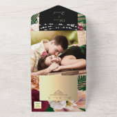 Black Gold Floral Wedding All In One Uitnodiging (Buitenkant)