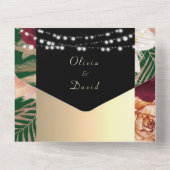 Black Gold Floral Wedding All In One Uitnodiging (Achterkant)