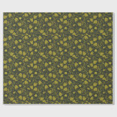 Black & Gold floral wrapping paper Cadeaupapier (Vlak)