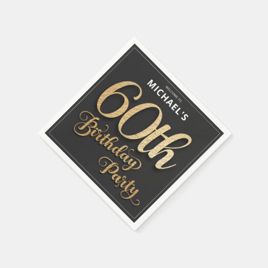 Black Gold Foil 60ste verjaardagsfeestje Servet (Hoek)