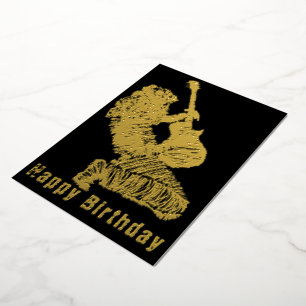 Black Gold Foil Birthday Kaart Rock Guitar Player