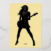 Black Gold Foil Carte Anniversaire Guitare Joueuse (Verso)