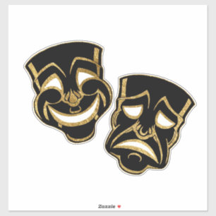 Black Gold Foil Comedy en tragedie theater Sticker