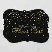 Black Gold Foil Confetti BLOEMENMEISJE Kaart (Voorkant / Achterkant)
