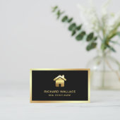 Black Gold Foil Home Logo Makelaars Visitekaartje (Staand voorkant)