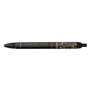 Black & Gold Foil Leaf Effect Company/Event Zwarte Inkt Pen