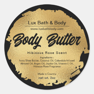 Black Gold Foil Moderne Luxe Rond Étiquettes de pr