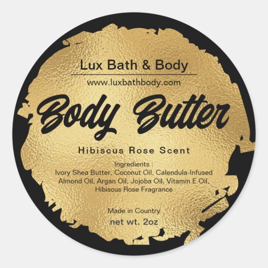 Black Gold Foil Moderne Luxe Rond Étiquettes de pr (Devant)