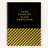 Black Gold Foil Stripes Classy Gratitude Journal (Devant)