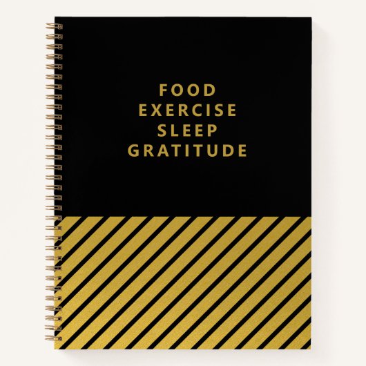 Black Gold Foil Stripes Classy Gratitude Journal (Devant)