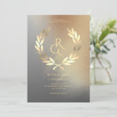 Black Gold Foil Texture Élégante invitation de mar (Debout devant)