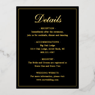 Black Gold Foil Traditional Wedding Enclosure Kaar Folie Uitnodiging Briefkaart