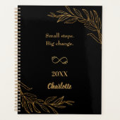 Black gold foliage motivational quote 2026 planner (Voorkant)