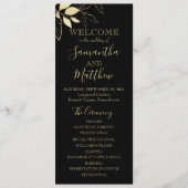 Black & Gold Foliage Programme de mariage botaniqu (Devant)