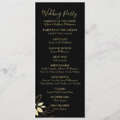 Black & Gold Foliage Programme de mariage botaniqu (Dos)