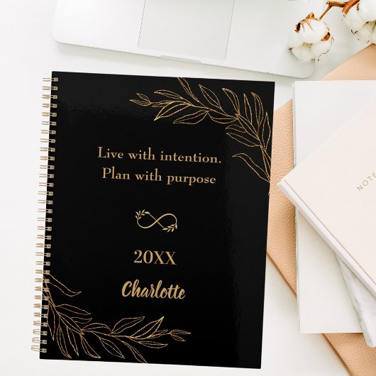 Black gold foliage quote 2026 planner