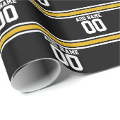 Black Gold Football Jersey Cadeaupapier (Rol Hoek)