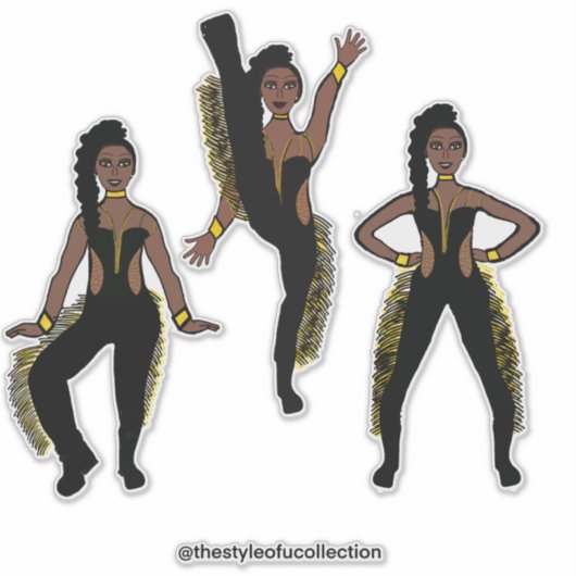 Black Gold Fringe Dancer #1 Sticker (Voorkant)