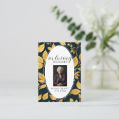 Black & Gold Funeral Memorial Prayer Photo Card Visitekaartje (Staand voorkant)
