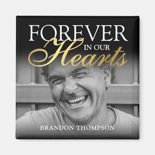 Black Gold Funeral Photo Memorial Magneet (Voorkant)