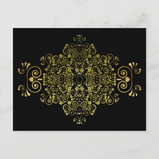 Black Gold Fwirls Mariage Réception Invitation (Dos)