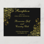 Black Gold Fwirls Mariage Réception Invitation (Devant)