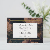Black & Gold Glam Floral Save Date Kaart (Staand voorkant)