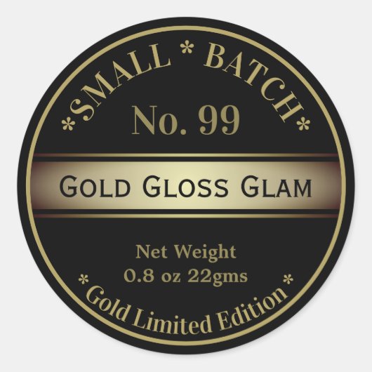 Black Gold Glam Glanzend Lip Balm Beauty Product Ronde Sticker (Voorkant)